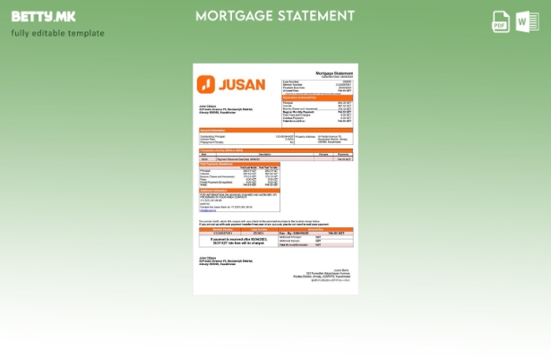 Модерен стил Казахстан Jusan Bank извод за хипотека Шаблон за Word и PDF